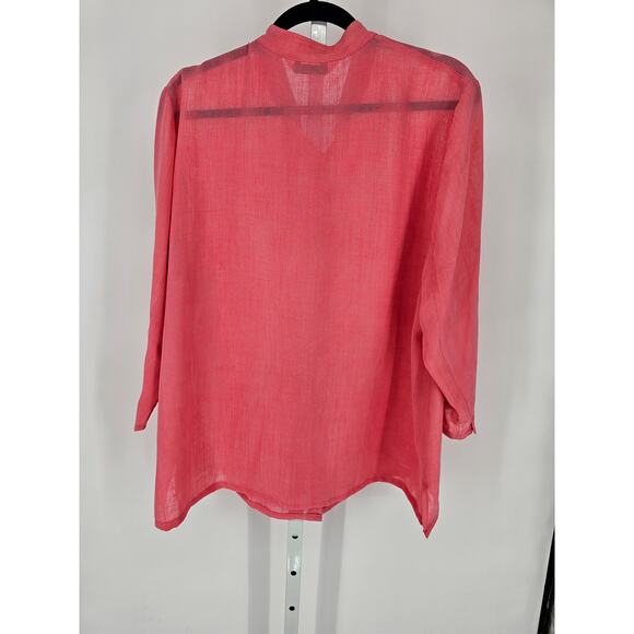 Napa Valley Women's Button Up Long Sleeve Floral Pattern Pink Shirt Size 1X - Picture 4 of 4